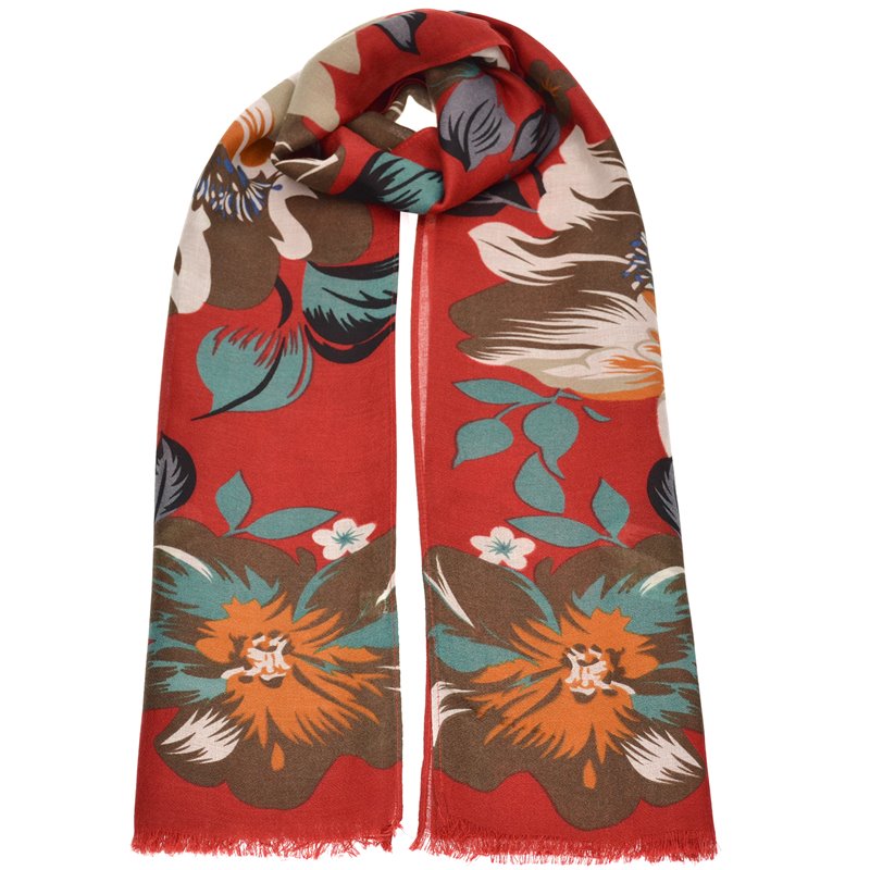 Φουλάρι Floral Kόκκινο