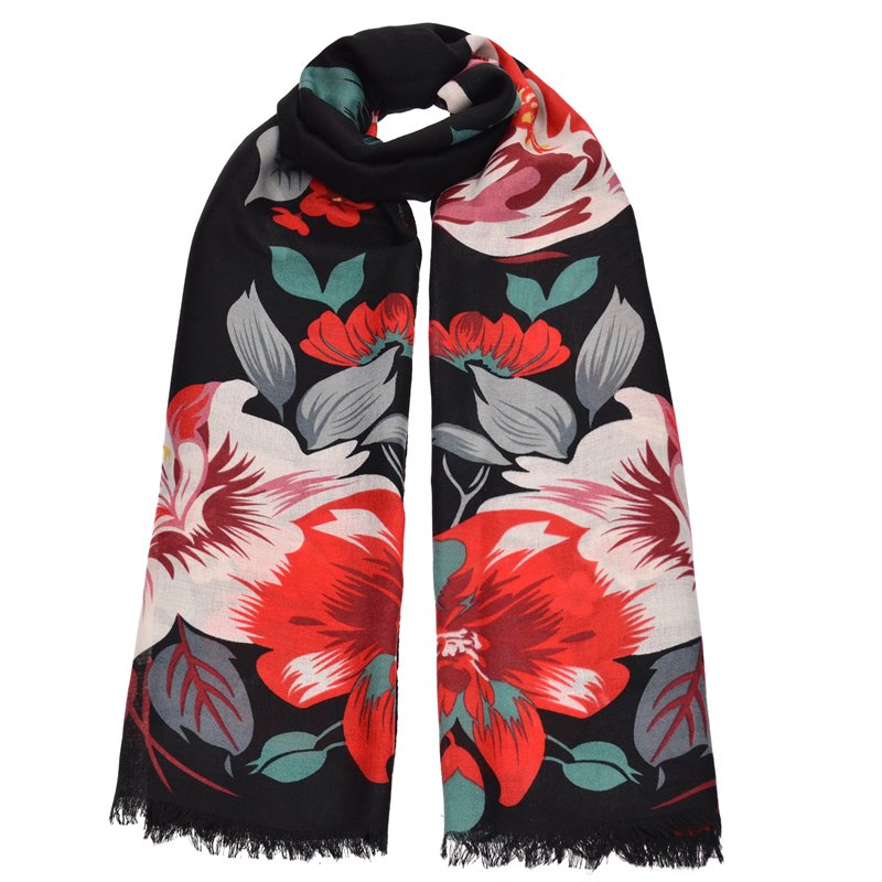 Φουλάρι Floral Μαύρο