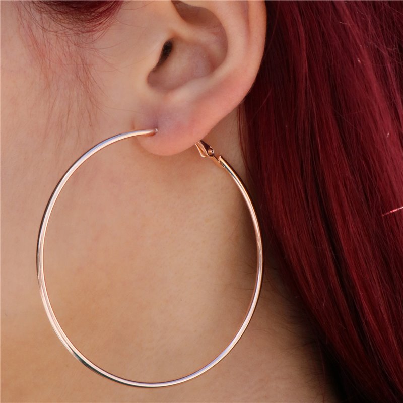 Rose gold σκουλαρίκια κρίκοι σε μεγάλο μέγεθος