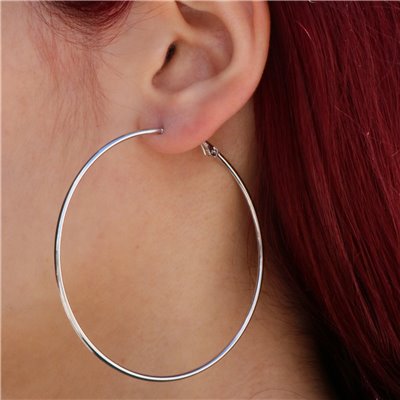 Silver hoop earrings in medium size