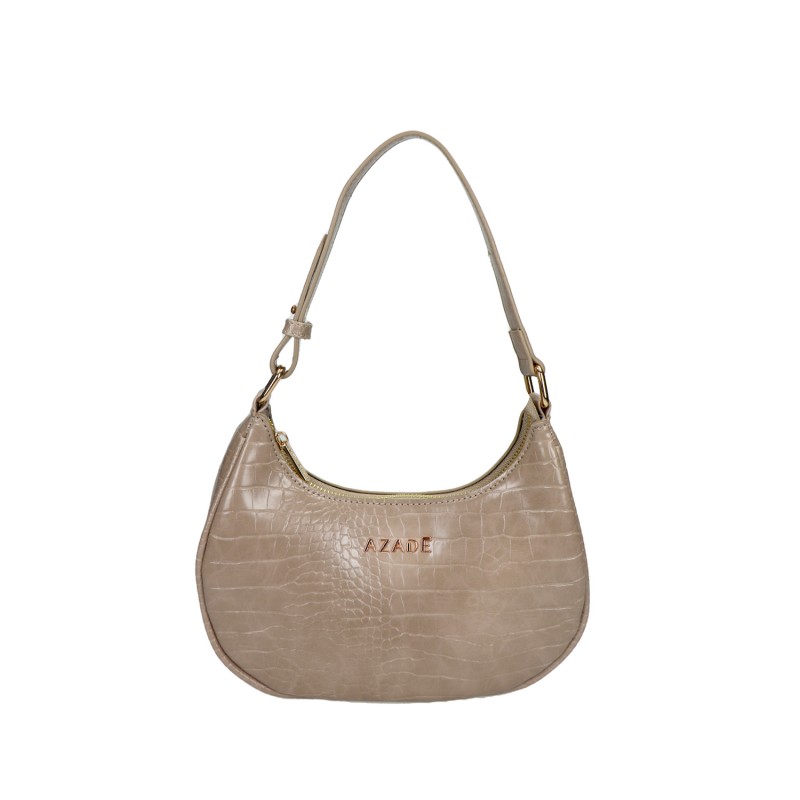 Azade curved bag croco nude