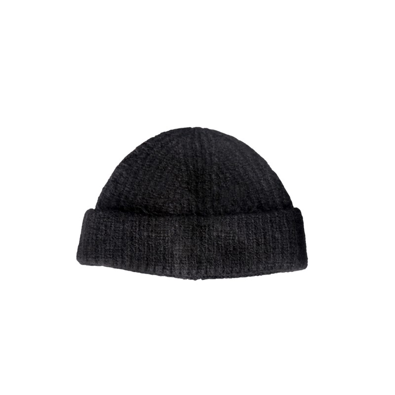 Azade cuffed black beanie hat
