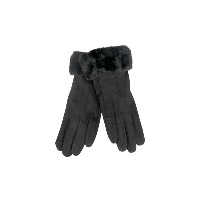 Azade black gloves with fur