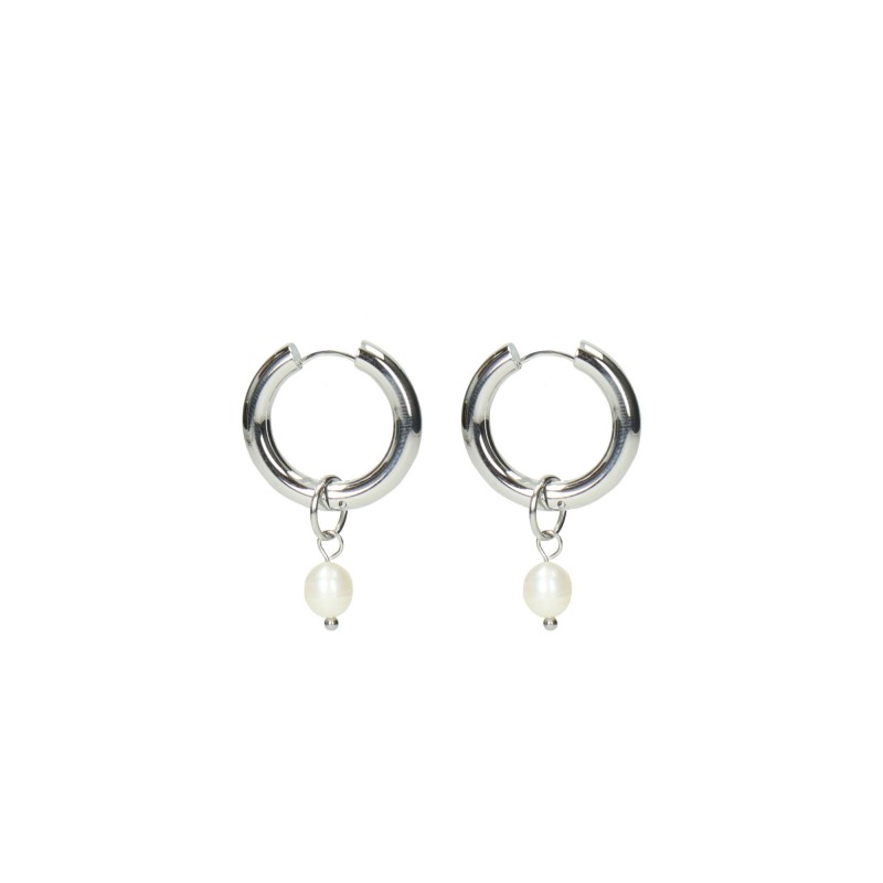 Azadé silver hoops with pearl