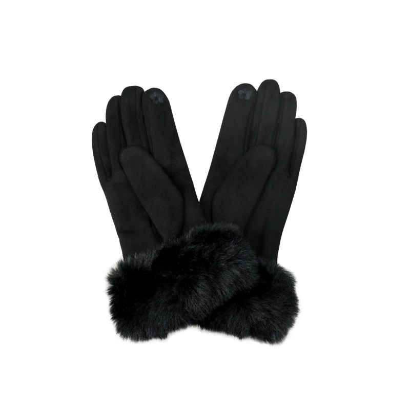 Azadé black gloves with fur